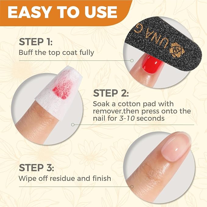 UNA GELLA Acetone Nail Polish Remover, Soak Off Gel Nails Polish Remover With Easy Use Cap, Healthy Formula Works For Nail Glue 8 Fl Oz, Calendula Scent