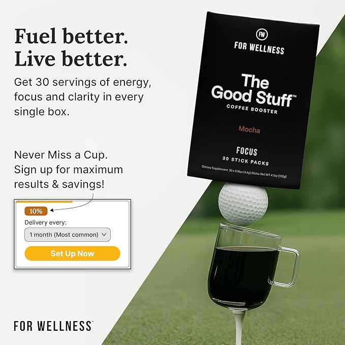 For Wellness The Good Stuff Focus – Mocha Coffee Booster | Nootropic Collagen Creamer with MCTs for Focus, Energy & Wellness | Non-Dairy, Keto-Friendly, 30 Servings
