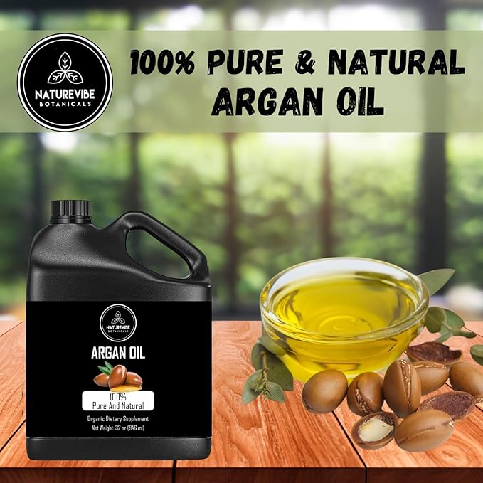 Naturevibe Botanicals Argan Oil 32 Fl oz β Cold Pressed, Unrefined, Pure Moroccan Argan Oil for Hair, Skin, Face & Massage β Natural Carrier Oil for DIY Beauty & Aromatherapy