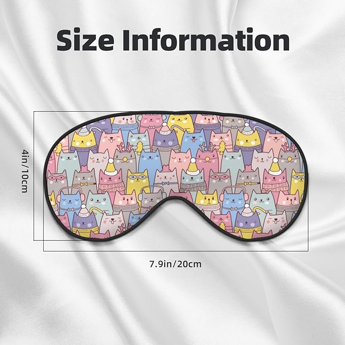Sleep Eye Mask Christmas Cute Cats Sleep Mask for Women Men Comfortable Eye Mask with Adjustable Strap Soft Eye Cover Blindfold for Travel Yoga Nap Shift Work