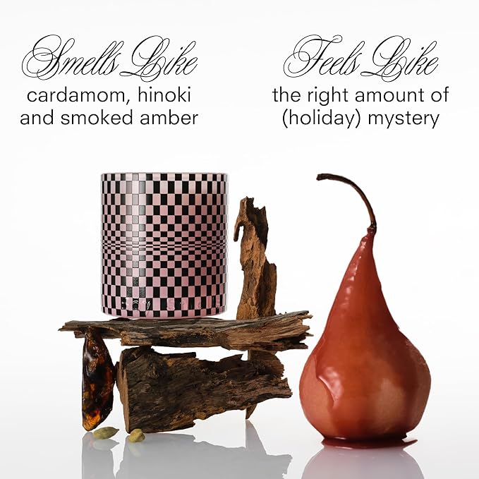 Boy Smells Festive Checker HINOKI FANTÔME – Holiday Scent with Cardamom, Hinoki & Smoked Amber – Woodsy Cozy Soy Wax – 8.5oz
