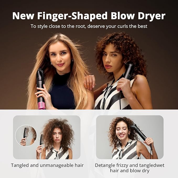 7-in-1 Hair Dryer Brush & Hair Styler, Fast Drying Blow Dryer & Curling StylingTool, Hot Air Styler No Heat Damage, Powerful Multi-Styler for Curling Volumizing Straightening Styling (Blush Pink)