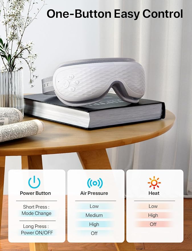 Eye Massager with Heat, Migraine Relief, Birthday Gifts for Women, Eye Care Gifts for Mom, Heated Sleep Eye Mask with Bluetooth, Heat for Relax Eye, Reduce Eye Strain