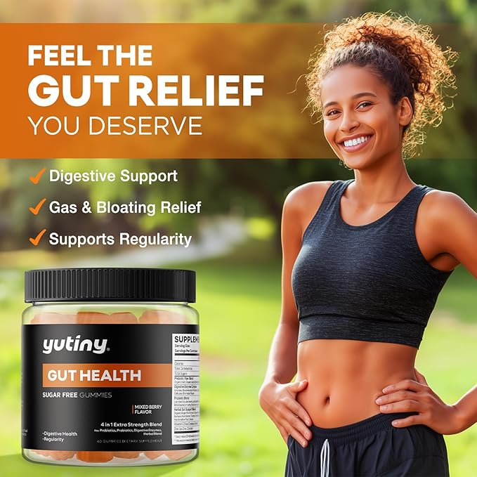 Prebiotics Probiotics & Digestive Enzymes Gummies, Gut Health Supplement with Herbal Blend for Women & Men, Bloating Relief and Immune Support, 60 Count
