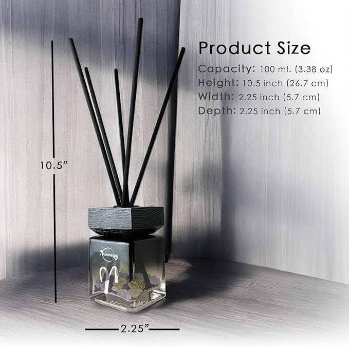 Innergy Aries Zodiac Crystal-Infused Reed Diffuser – 100ml Aromatherapy Essential Oil Diffuser for Home – Long-Lasting Scent, Natural Crystal Energy for Relaxation & Balance