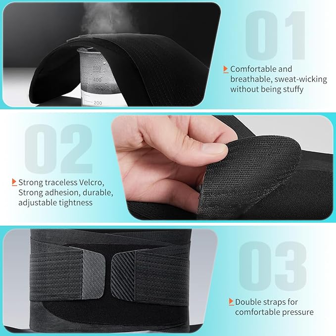 Waist Trimmer for Women Upgraded Men Waist Trainer Lower Belly Fat Sweat Belt Stomach Wrap with 10PCS Support Frame System for Workout Fitness Back Support, Black