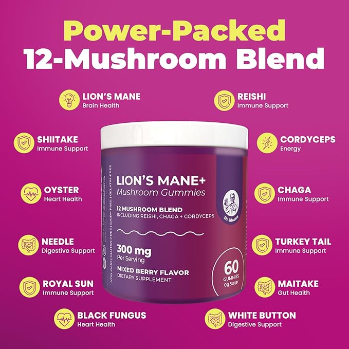 DR. MORITZ Ashwagandha + Lions Mane Mushroom Gummies Bundle – 120 Count Each – Sugar-Free, Non-GMO – with L-Theanine – Ashwagandha for Men & Women – Supports Calm, Focus, Relaxation & Immune Health