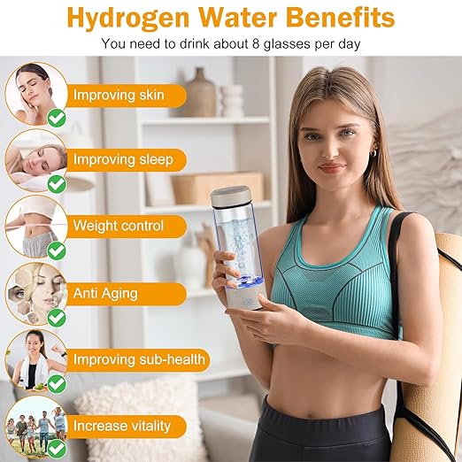 2025 Upgrade Hydrogen Water Bottle, Hydrogen Water Generator with Advanced SPE PEM Technology, 420ml(14OZ) Hydro Water Machine, Portable Water Ionizer for Office, Travel, Fitness & Everyday Hydration