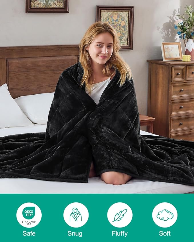 Super Fuzzy Soft Sherpa Fleece Weighted Blanket, 15 lbs Dual Sided Fluffy Heavy Weighted Blankets for Adults - No Bunching with Double Layers of Soft Inner Lining (48"x 72", 15 Pounds)