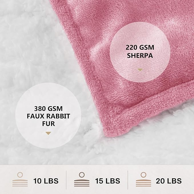 Homemate Heated Weighted Blanket for Adults - 62"x84" 15lbs Electric Throw Fast Heating Heavy Blanket 1/2/4/6/8 Hour Auto Off 10 Heat Levels Over-Heat Protection Soft Flannel Sherpa