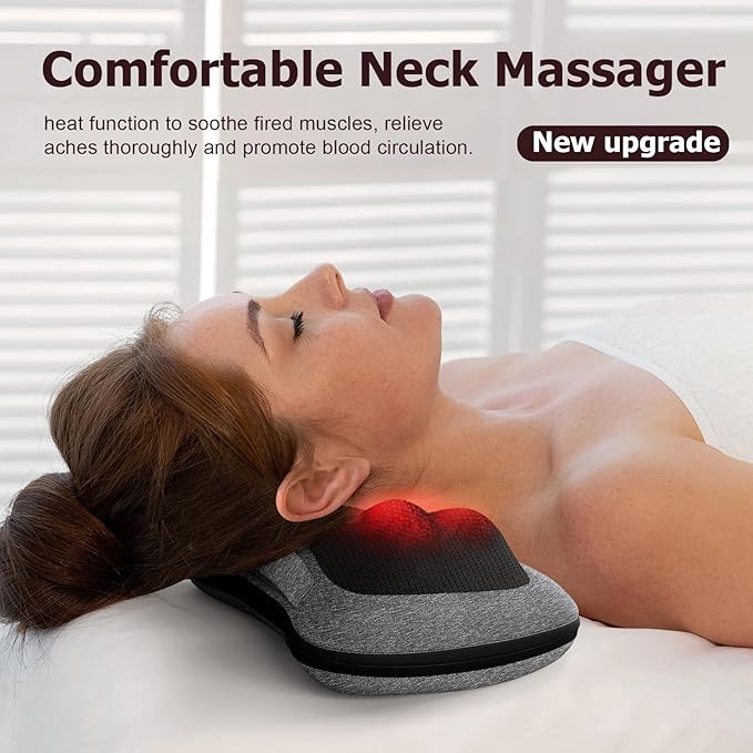 VIKTOR JURGEN Shiatsu Back Massager with Heat – Deep Tissue Massage for Neck, Shoulder, Leg, Upper & Lower Back Pain Relief, Electric Kneading 3D Massage Pillow Gifts for Men Women Dad, Mom, Christmas