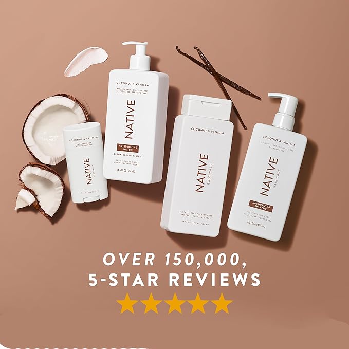 Native Body Wash Contains Naturally Derived Ingredients | For Women & Men, Sulfate, Paraben, & Dye Free Leaving Skin Soft and Hydrated | Coconut & Vanilla 18 oz - 2 Pk