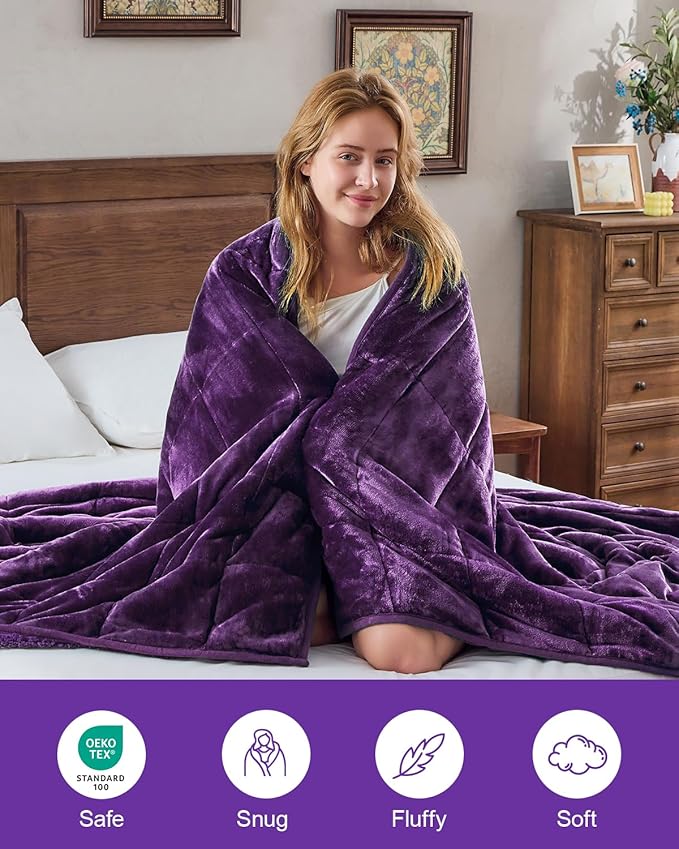 Super Fuzzy Soft Sherpa Fleece Weighted Blanket, 15 lbs Dual Sided Fluffy Heavy Weighted Blankets for Adults - No Bunching with Double Layers of Soft Inner Lining (48"x 72", 15 Pounds)
