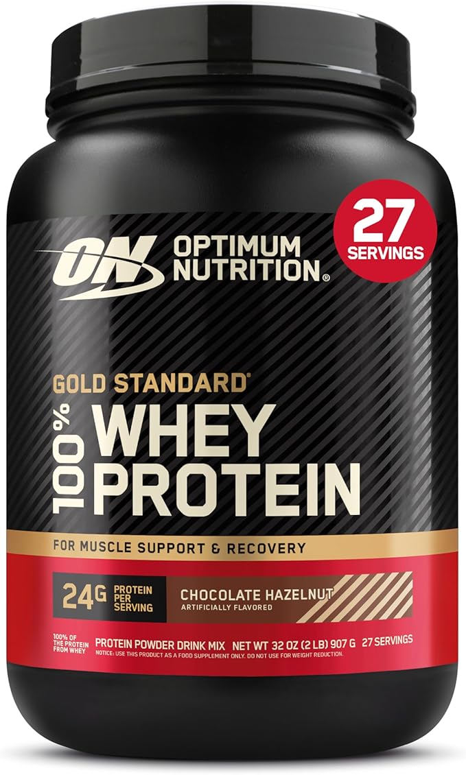 Optimum Nutrition Gold Standard 100% Whey Protein Powder, Chocolate Hazelnut, 2 Pound (Packaging May Vary)