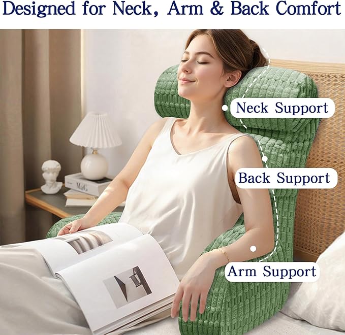 Back Pillow for Bed Sitting Up, Reading Pillow, Extra Large Arm Pillows for Adults for Back Support,Bed Pillow for Sitting up for Watching TV/Gaming/Relaxing