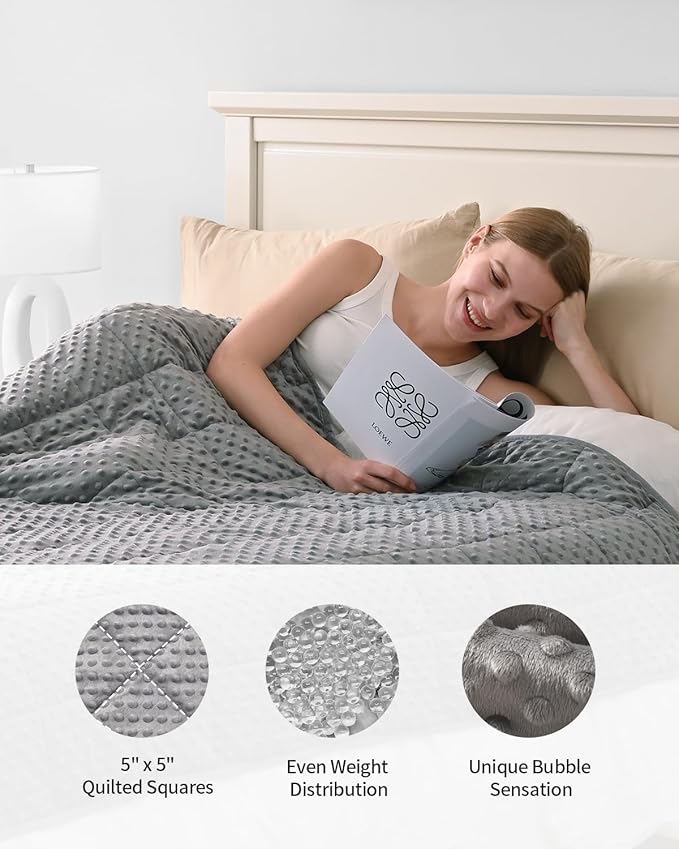 Mr. Sandman Weighted Blanket for Adults, Minky Dots Heavy Blanket for Woman,Man Sleeping/Calm, Soft, Cozy and Cooling Weighted Throw Blankets, Machine Washable, 60 x 80in, 20 Pounds, Grey