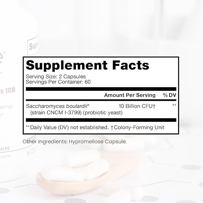 Saccharomyces Boulardii Probiotics 10 Billion CFU Made in USA | No Fillers Patented Strain: Lynside CNCM I-3799 Probiotics for Men and Women | Pure TheraPro Rx, Pharma Grade 120 Count