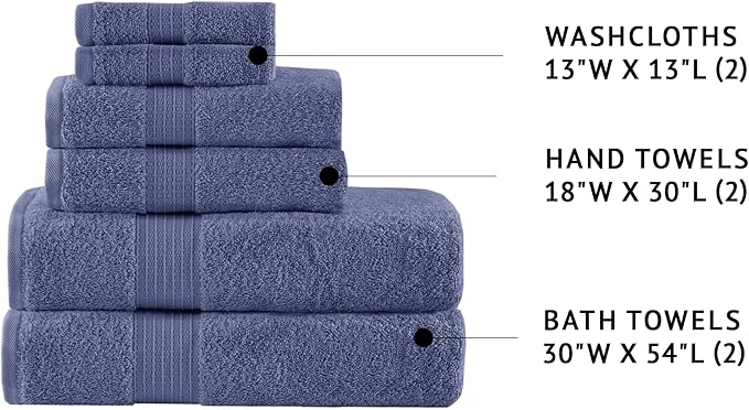 Madison Park Organic 100% Cotton Bathroom Towel Set, Hotel & Spa Quality Highly Absorbent, Quick Dry, Include for Shower, Handwash & Facial Washcloth, Multi-Sizes, Navy