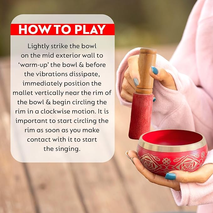 Nature's Own Tibetan Singing Bowl Set- Easy to Play- Meditation Sound Bowl Handcrafted in Nepal for Yoga, Mindfulness, Chakra Healing, Stress Relief- Spiritual Gifts for Women & Men (4 Inch, 02)