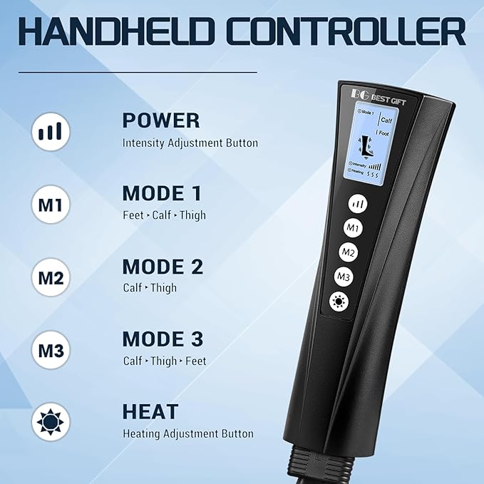 Gifts for Dad Mom Men Women Christmas Mothers Day, Fathers Day, Air Compression Massager with Heat for Foot, Leg, Calf, Thigh, Knee, Helpful for Vericose Veins, Muscle Fatigue, Cramps, Swelling, Edema
