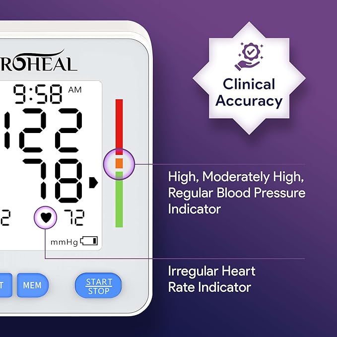 Blood Pressure Monitor for Home Use with Large Upper Arm Cuff - Automatic Talking Pulse and BP Machine with 240 Memory Recalls for 3 Users - Carrying Bag and Batteries Included, Backlit Digital LCD