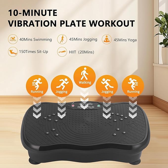 Vibration Plate Exercise Machine, Vibrating Plate Fitness Platform with Remote Control – Portable Vibration Plates for Lymphatic Drainage, Weight Loss, Toning, Recovery & Home Workouts