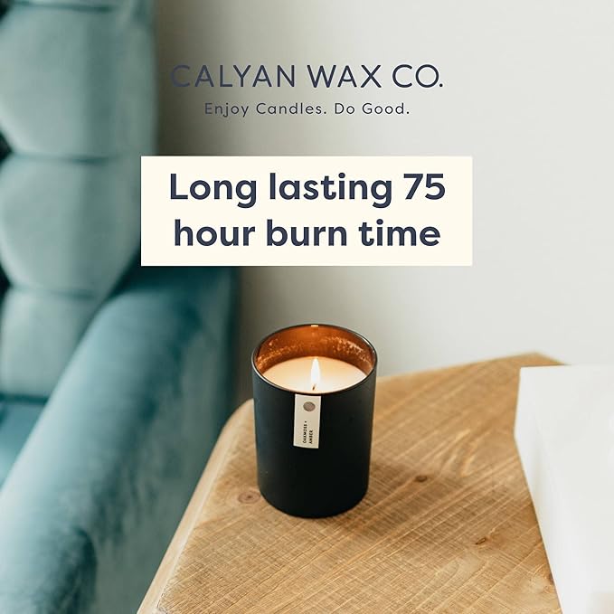 Calyan Wax Co. Soy Wax Candle, Cedar + Tobacco Scented Candle, 75 Hour Burn Time, Aromatherapy Soy Candles, Non Toxic & Vegan Soy Wax, Black Tumbler Scented Candles, 13oz