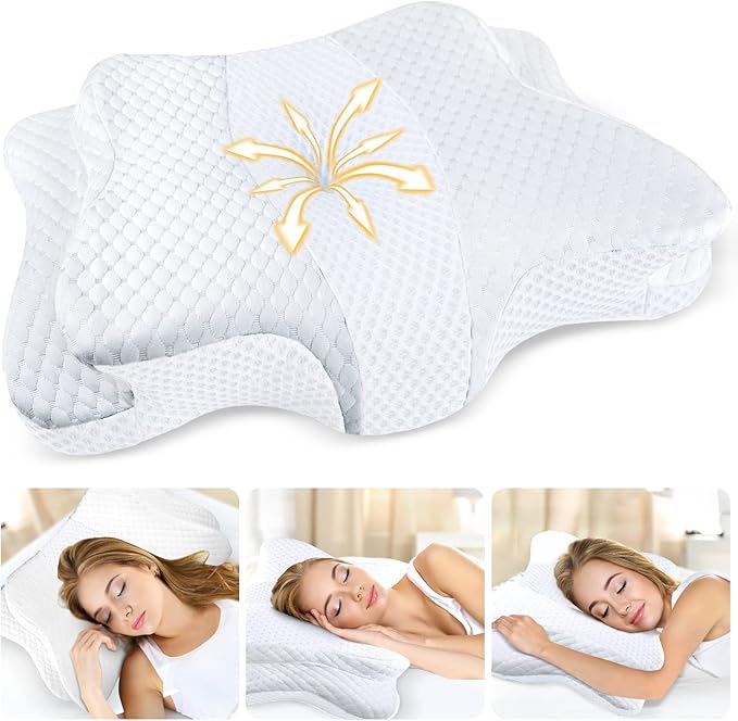 Memory Foam Pillows, Cervical Pillow for Neck and Shoulder Pain Relief, Ergonomic Contour Bed Pillow, Soft for Side Sleep Stomach Sleeping and Back Sleeper