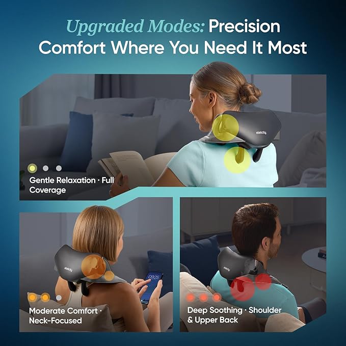 Etekcity Cordless Neck Massager for Pain Relief Deep Tissue, Shiatsu Shoulder Massager with Heat, Massage Tools for Back, Trapezius, Lymphatic Drainage, Relaxation Gift for Him & Her, Women, Men,Cadeo