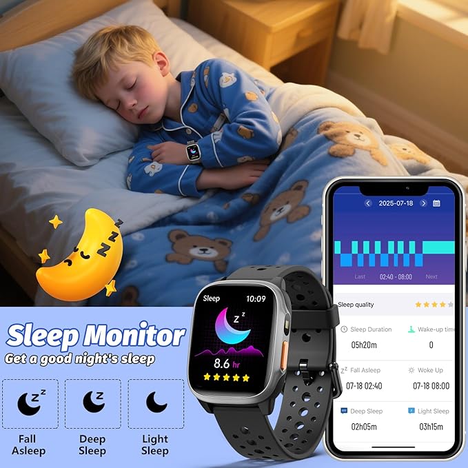 Kids Watch with 140 Sports Modes, 1.5" Kids Fitness Tracker, Girls Smart Watch, No APP/Phone Required, Sleep Monitor, Heart Rate, Puzzle Games, IP68 Waterproof, Gifts for Boys Girls Aged 6-15