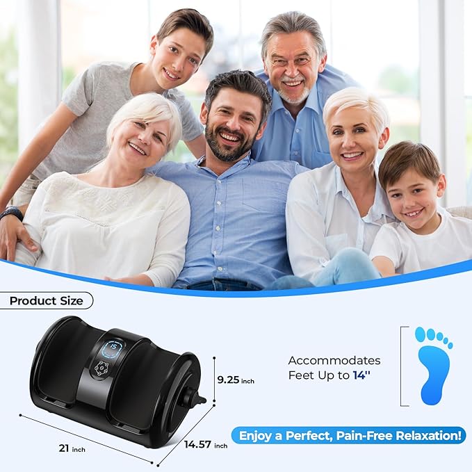 Foot Massager Machine with Heat - Shiatsu Deep Kneading for Foot Relaxation, 3 Speed & 4 Modes, Versatile Control Methods, Gift for Men Women