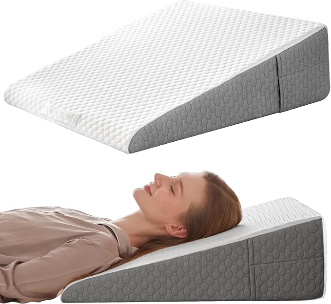 7.5" Bed Wedge Pillow for Sleeping Post-Surgery & Headboard Support - Acid Reflux, GERD, Heartburn & Snoring Relief - Memory Foam Back Support Pillow for Sitting, Resting, Reading