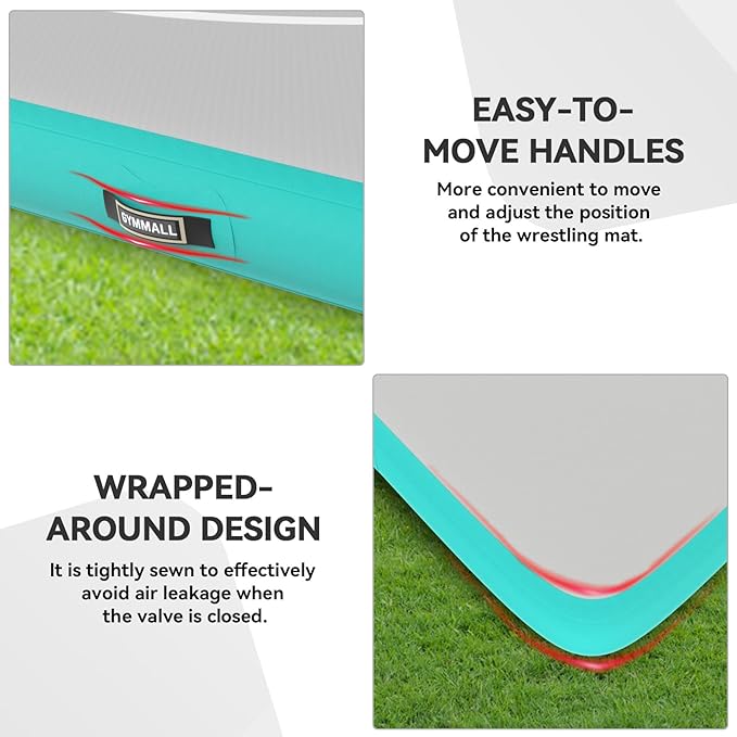Wrestling Mat Inflatable 5FT/6.6FT/10FT/13FT/16.5FT, Foldable 4" Thick Jiu Jitsu Mats for Home Outdoor Indoor, Waterproof PVC Mat for Gymnastics, Water Yoga, PE Training, BJJ, MMA, Grappling