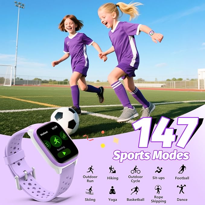 Kids Watch with 140 Sports Modes, 1.5" Kids Fitness Tracker, Girls Smart Watch, No APP/Phone Required, Sleep Monitor, Heart Rate, Puzzle Games, IP68 Waterproof,Gifts for Girls Teens Aged 6-15
