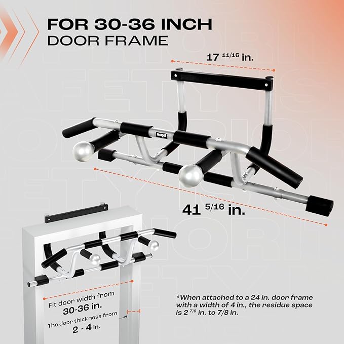 Yes4All Heavy Duty Wall Mounted Pull Up Bar, Over Door Pull Up Bar for Doorway, Multi Grip Chin Up Bar, Sturdy Strength Training Bars & Durable Gym Bar for Home Exercise