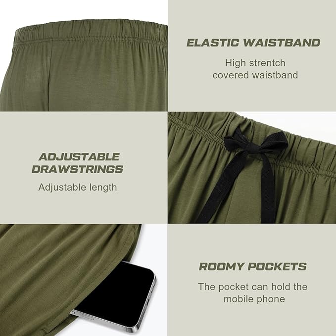 Men's Pajama bottoms Lounge Sleep Shorts Soft Comfortable Breathable Pajamas Shorts with Pockets 2 Pack