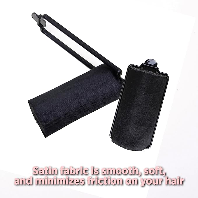 DONNA Silky Sastin Foam 1.5"(D) JUMBO 6PCS Hair Rollers for Heatless Styling - Hair Curlers and Clips Included - Lightweight and Durable Foam Rollers for Hairdressing - BLACK