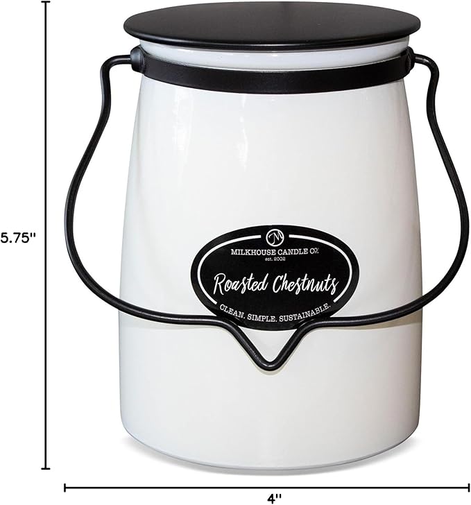 Milkhouse Candle Company - Roasted Chestnuts - Creamery Collection - 22oz Single Cotton Wick Soy Candles with Beeswax - Long Burn Time, Made in The USA - Non Toxic, Premium Scented Candles