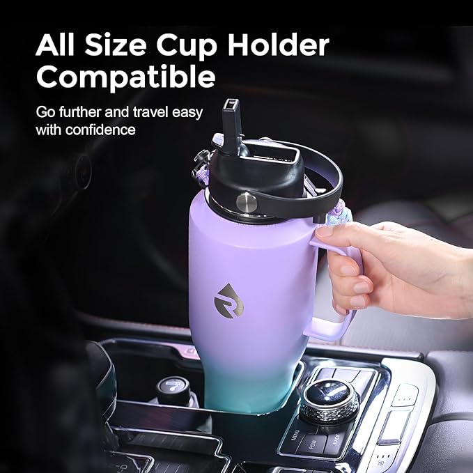 Insulated Water Bottle 40oz (Cold for 48 Hrs), Stainless Steel Water Bottle with Handle & Straw Lid & Paracord Handle, Triple Wall Vacuum Leakproof Travel Flask, Fit in Any Car Cup Holder