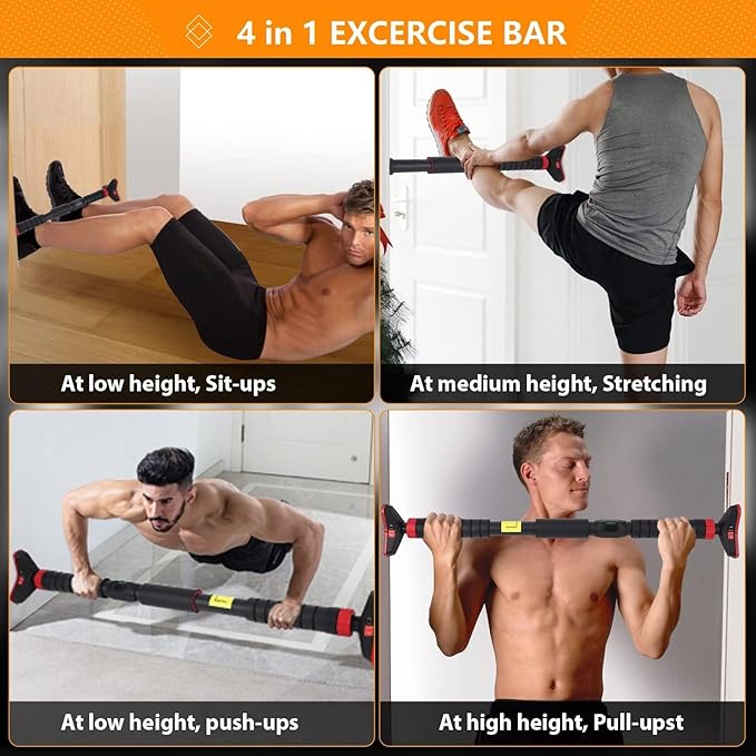 Pull Up Bar, Adjustable Strength Training Bars Without Screw, Adjustable Width Chin Up Bar for Doorway, Max Load 440 Lbs