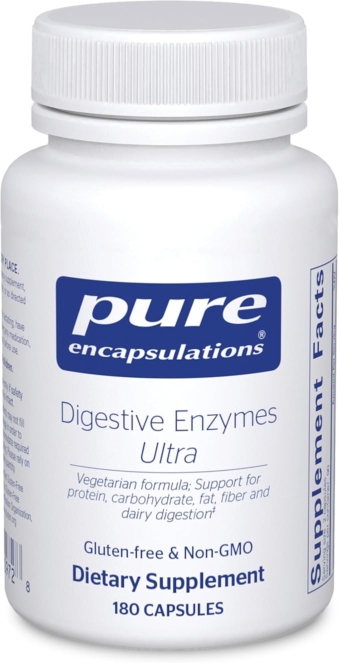 Pure Encapsulations Digestive Enzymes Ultra - Vegetarian Digestive Enzyme Supplement to Support Protein, Carb, Fiber, and Dairy Digestion* - 180 Capsules