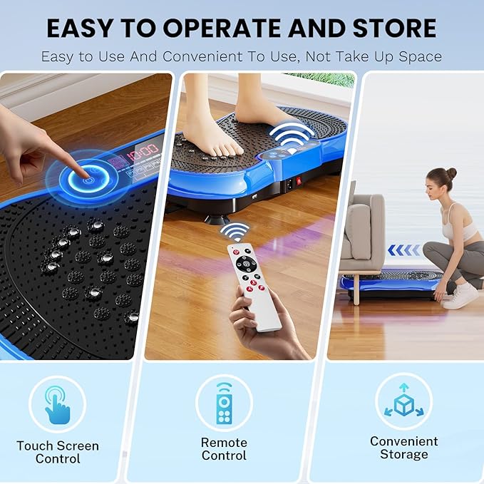 Vibration Plate Exercise Machine, Lymphatic Drainage Machine for Weight Loss, 100-Speed Platform with Remote & Bands, Quiet Full Body Vibrating Plate 500 Lbs Capacity Fitness Platform
