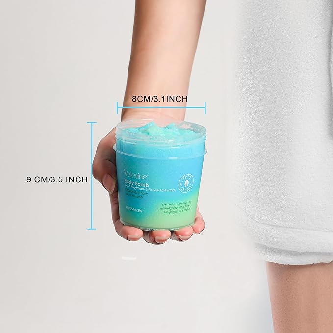 Tumeric Body Scrub Exfoliator With Vitamin C,Niacinamide,PHA,Bikini and Underarm Exfoliating Scrub,Gently Deep Cleaning & Moisturizing,Including Sensitive Skin 250g(Blue Green)