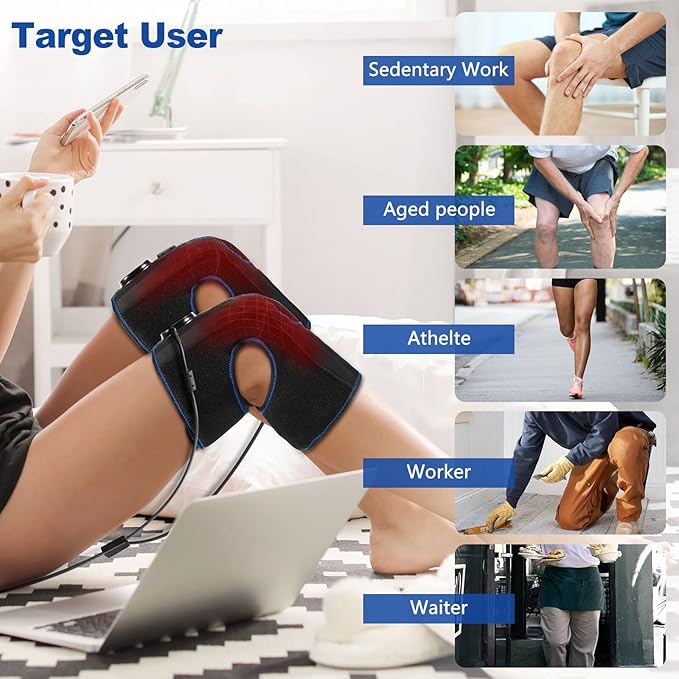 CINCOM Heated Knee Massager, Air Compression Knee Massager with Heat for Pain Relief Knee Brace Wrap for Knee Arthritis,Injury,Joint Pain 3 Modes & 3 Intensities (A Pair)