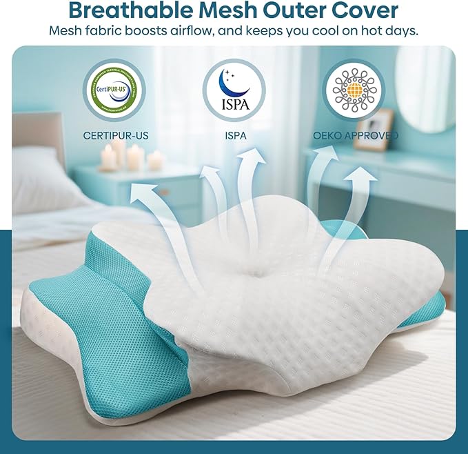 Cervical Pillow for Neck & Shoulder Pain Relief Sleeping - Ergonomic Contour Pillows - Memory Foam Pillow for Side, Back & Stomach Sleepers