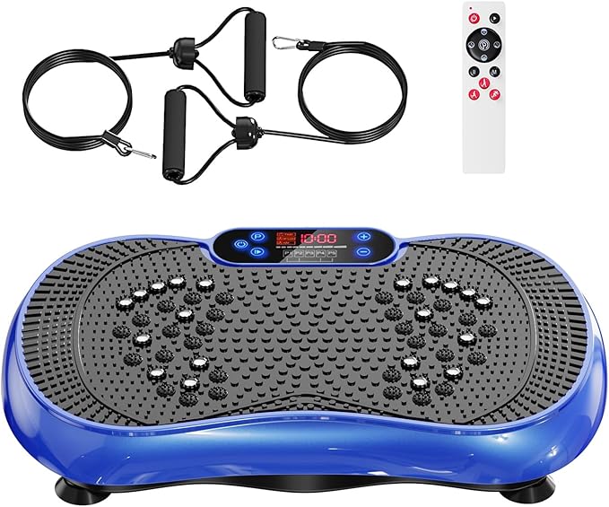 Vibration Plate Exercise Machine, Lymphatic Drainage Machine for Weight Loss, 100-Speed Platform with Remote & Bands, Quiet Full Body Vibrating Plate 500 Lbs Capacity Fitness Platform