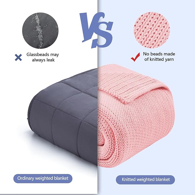 L'AGRATY Knitted Weighted Blanket - 50"x60" 7lbs Cooling Chunky Knit Heavy Blanket for Adults Braided Crochet Throw Thick Cable Yarn Knit Decorative No Beads Evenly Weighted Machine Washable