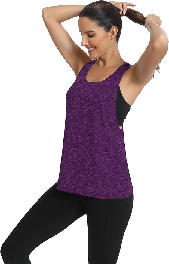ICTIVE Workout Tops for Women Sleeveless Open Back Muscle Racerback Exercise Tank Shirts