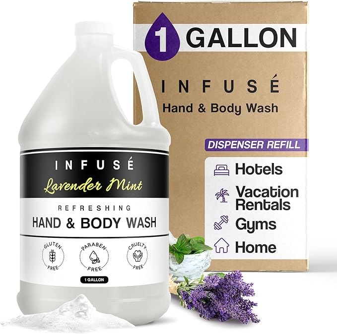 1-Shoppe All-in-Kit Hand/Body Wash | Infuse Lavender Mint Hotel | 1 Gallon | For Hospitality & Vacation Rentals to Refill Dispensers | (Single Gallon)
