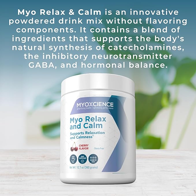 MYOXCIENCE Myo Relax & Calm | Myo-Inositol, L-Theanine, Taurine, Magnesium & GABA | Supports Sleep, Neurotransmitter, and Hormone Support (Cherry Flavor) (60 Servings)